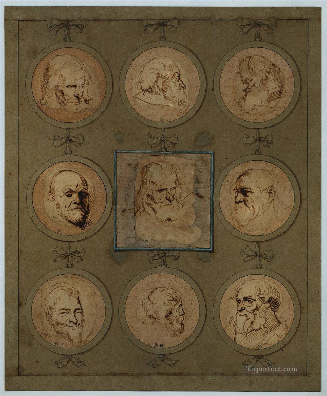 Sheet of Studies Baroque court painter Anthony van Dyck Oil Paintings